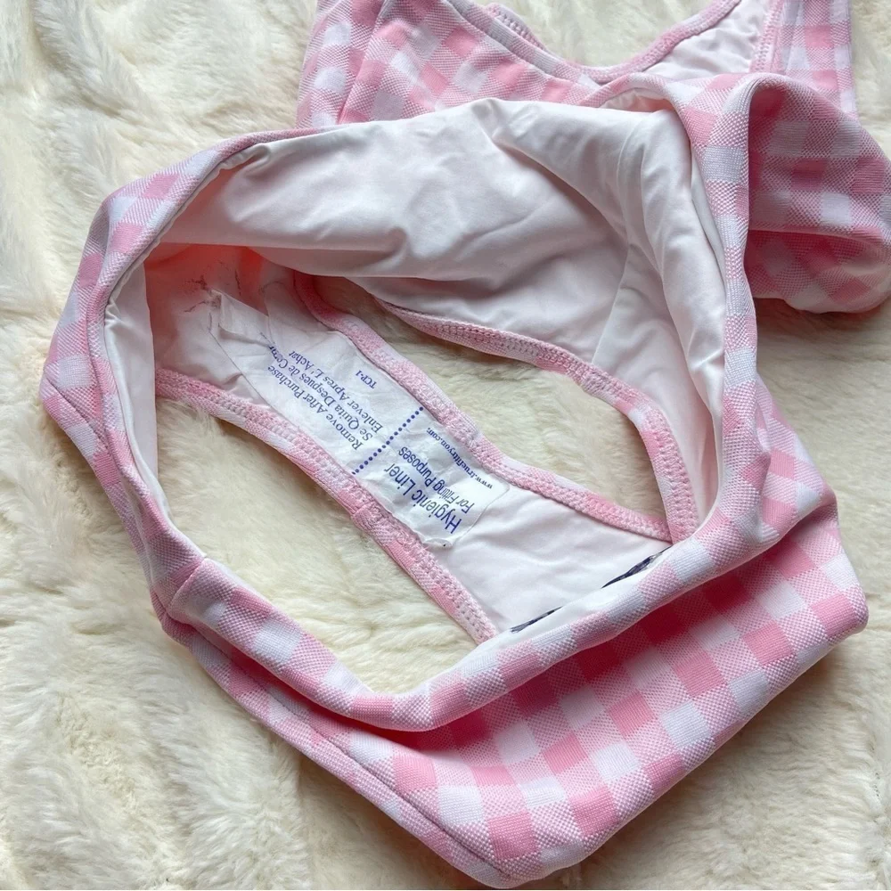 NWOT Frankie’s bikinis cash cutout one piece swimsuit gingham pink 12869
